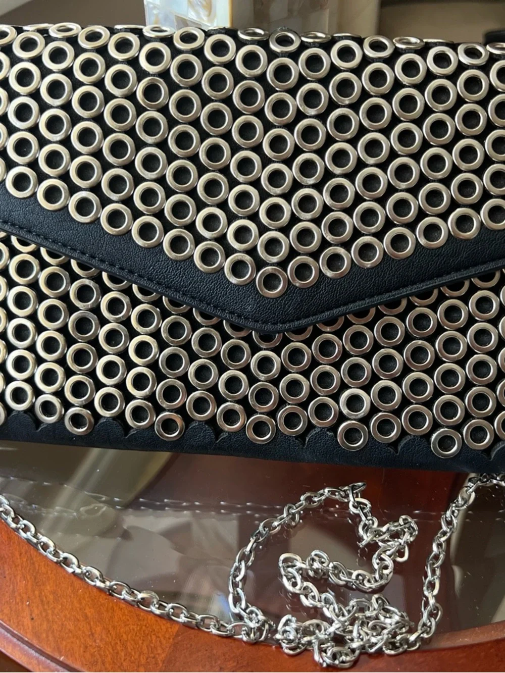 Urban Expressions Black Clutch with Gold Grommet Detail